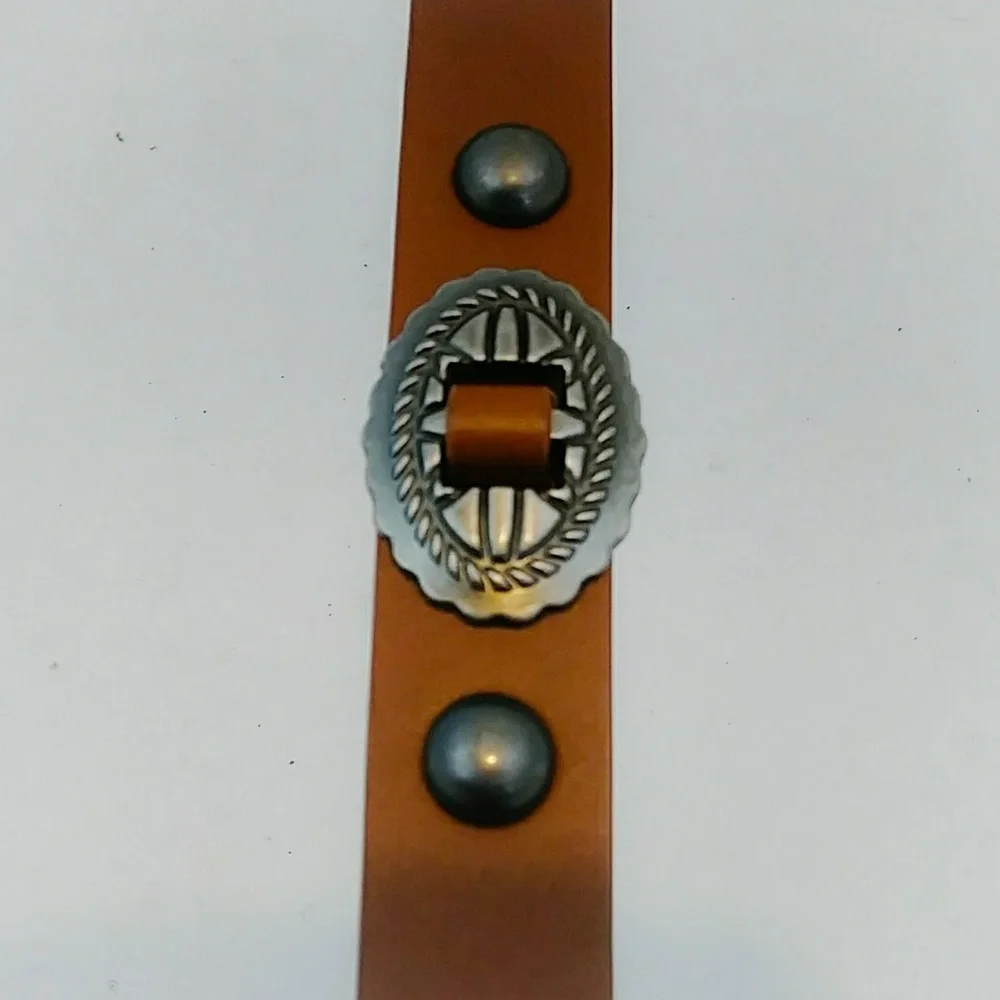 Art Class Brown Western Faux Leather Belt Unisex Ornate, Kids M/26